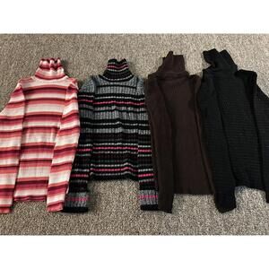 WOMENS Turtleneck Sweaters Ribbed Knit Long Sleeve vintage